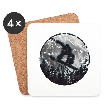 Snowboarder Moon Mountains - Dessous de verre (lot de 4) - blanc - Devant