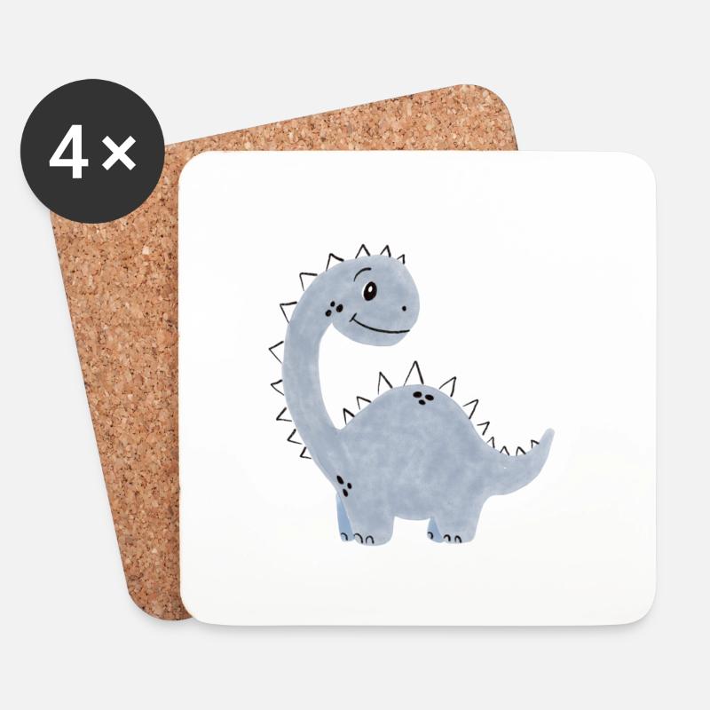 Dino Dinosaur Langhals - Untersetzer (4er-Set) - Weiß