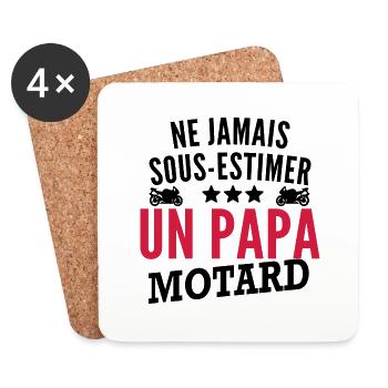 jamais sous estimer un papa motard / papa et moto - Dessous de verre (lot de 4) - blanc - Devant