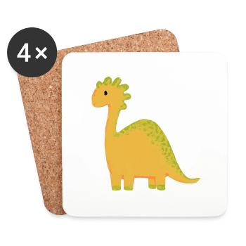 Mignon Yellow Dinosaur Gift Idea Baby Kids - Dessous de verre (lot de 4) - blanc - Devant