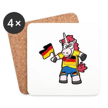 Deutsches Crazy Einhorn - Untersetzer (4er-Set) - Weiß - Vorne
