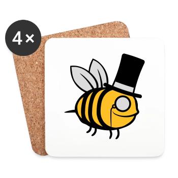 Chapeau haut de forme Sir Bee - Dessous de verre (lot de 4) - blanc - Devant