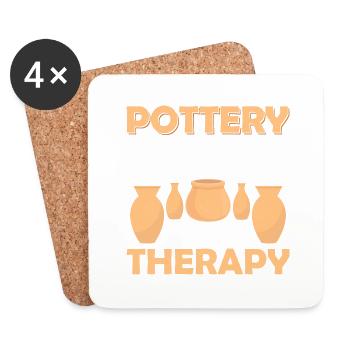Pottery Because It's Cheaper Than Therapy Ceramics - Coasters (set of 4) - white - Front