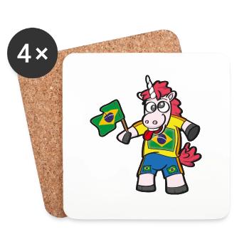 Licorne folle brésilienne - Dessous de verre (lot de 4) - blanc - Devant