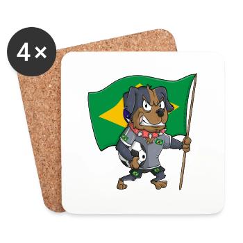 Brazil Fan Dog - Coasters (set of 4) - white - Front