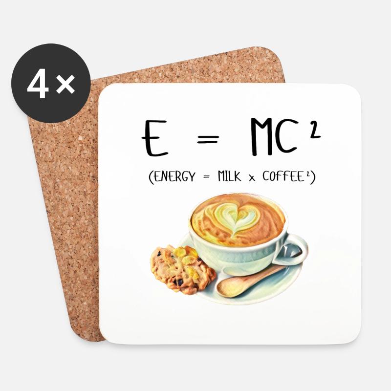 E MC² Kaffee Milch Energie Geschenk lustig - Untersetzer (4er-Set) - Weiß