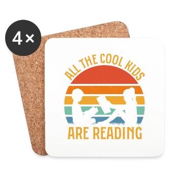 All The Cool Kids Are Reading Book Lover Books - Untersetzer (4er-Set) - Weiß - Vorne