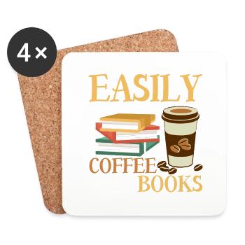 Easily Distracted By Coffee And Books Book Lover R - Untersetzer (4er-Set) - Weiß - Vorne