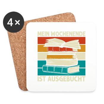 Mein Wochenende ist ausgebucht Buch Lesen - Untersetzer (4er-Set) - Weiß - Vorne