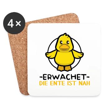 Ente Entenzüchter Enten-Quotes "ente ist nah" - Untersetzer (4er-Set) - Weiß - Vorne