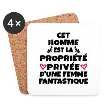 cet homme est pris par une femme fantastique - Dessous de verre (lot de 4) - blanc - Devant