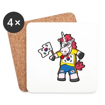Licorne folle sud-coréenne - Dessous de verre (lot de 4) - blanc - Devant