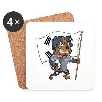 South Korean Fan Dog - Coasters (set of 4) - white - Front