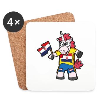 Kroate Crazy Einhorn - Untersetzer (4er-Set) - Weiß - Vorne