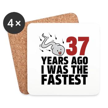 37 Years Ago I Was The Fastest - Coasters (set of 4) - white - Front