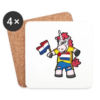 Licorne folle de Hollande - Dessous de verre (lot de 4) - blanc - Devant