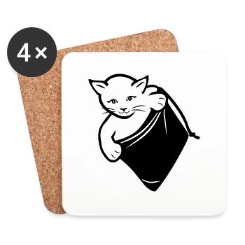 Spionierende Katze - Untersetzer (4er-Set) - Weiß - Vorne