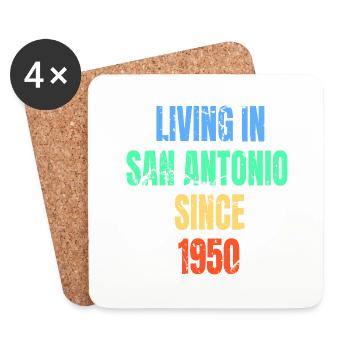 Retro Vintage Living In San Antonio Since 1950 - Coasters (set of 4) - white - Front