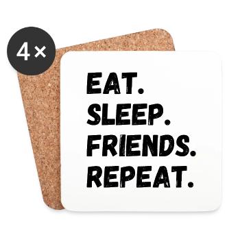 Manger Dormir Amis Répéter - Dessous de verre (lot de 4) - blanc - Devant