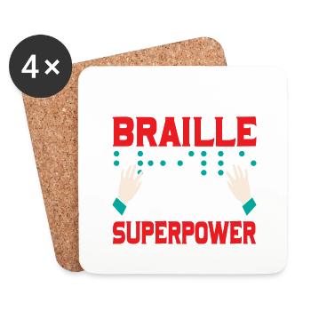 I Read Braille Tell Me Your Superpower Impaired Bl - Coasters (set of 4) - white - Front