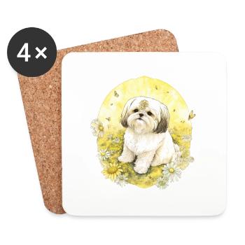 White litle dog - Dessous de verre (lot de 4) - blanc - Devant