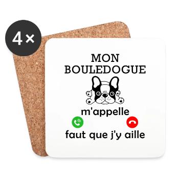 mon bouledogue m appelle / cadeau bouledogue - Dessous de verre (lot de 4) - blanc - Devant