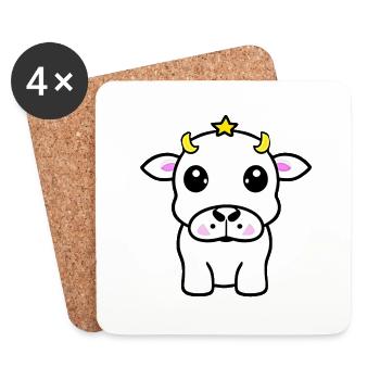 Kuh süß Tier Bauernhof Tiere lustig Kühe neu 24 - Untersetzer (4er-Set) - Weiß - Vorne