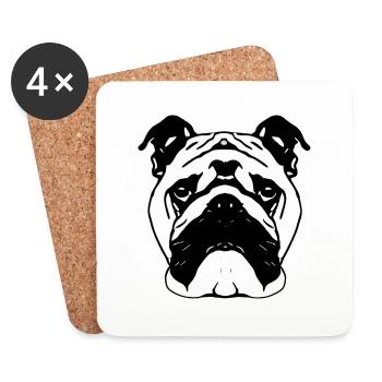 Bulldog français chien anglais 11 - Dessous de verre (lot de 4) - blanc - Devant