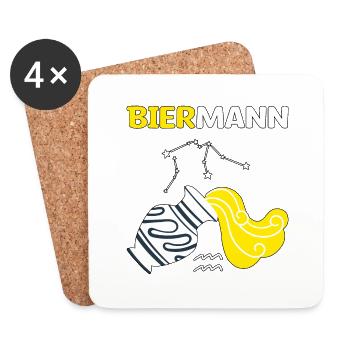 Sternzeichen Wassermann Bier Alkohol Geschenk - Untersetzer (4er-Set) - Weiß - Vorne
