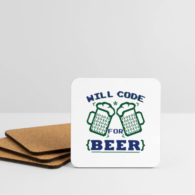 Funny Beer Coding Coder Coasters (set of 4)