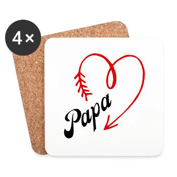 papa cœur - Dessous de verre (lot de 4) - blanc - Devant