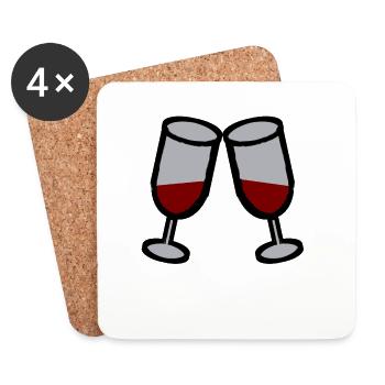 Wine time wine gift idea cadeau white wine enjoy - Dessous de verre (lot de 4) - blanc - Devant