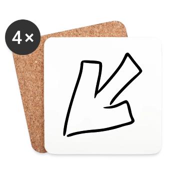 Flèche dessin croquis noir - Dessous de verre (lot de 4) - blanc - Devant
