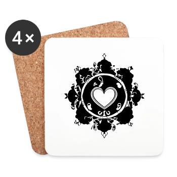 Valentine's Day Heart Love Hearts Romantic Vector - Coasters (set of 4) - white - Front