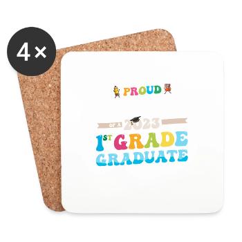 Fière grand-mère d’une classe de 1ère année de 2023 - Dessous de verre (lot de 4) - blanc - Devant