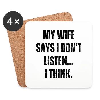 Lustige Meine Frau Witze Dad Jokes Geschenk - Untersetzer (4er-Set) - Weiß - Vorne