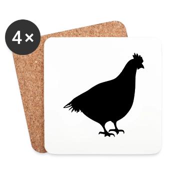 Lustiges Huhn line art Silhouette Minimalistisch 4 - Untersetzer (4er-Set) - Weiß - Vorne