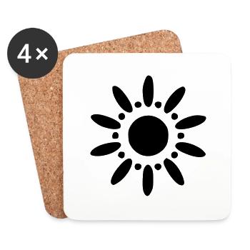 Sonne Zeichnung Natur Skizze schwarz - Untersetzer (4er-Set) - Weiß - Vorne