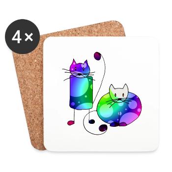 Katzen - Untersetzer (4er-Set) - Weiß - Vorne