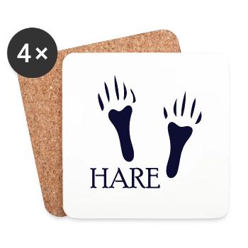 HARE PAW DOG CAT PET - Coasters (set of 4) - white - Front