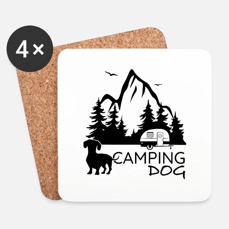 DOG Camping - Untersetzer (4er-Set) - Weiß