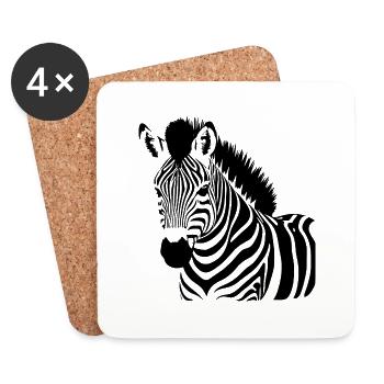 Fun Zebra Cartoon lustig Natur Tier Safari 16 - Untersetzer (4er-Set) - Weiß - Vorne