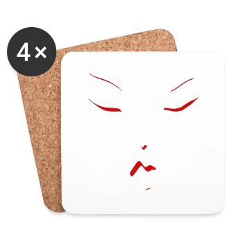 juste un visage féminin rouge - Dessous de verre (lot de 4) - blanc - Devant