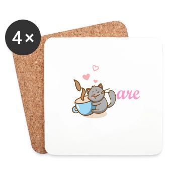 cats and coffee best Human Friends - Dessous de verre (lot de 4) - blanc - Devant