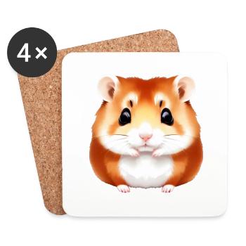 Cute Cartoon Hamster Love Pet 16 - Coasters (set of 4) - white - Front