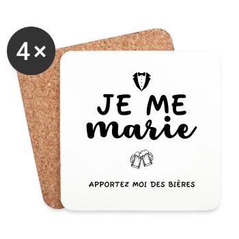 Je me marie. Apportez moi des bières. Drôles. EVG. - Dessous de verre (lot de 4) - blanc - Devant