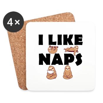 I like Naps - Sloths - Late risers - Coasters (set of 4) - white - Front