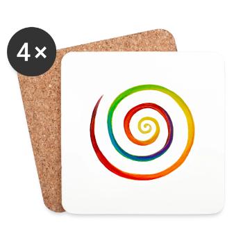 Regenbogen-Spirale - Untersetzer (4er-Set) - Weiß - Vorne