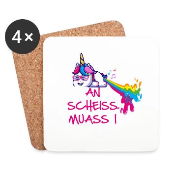 An scheiss muass i,einhorn, bayrisch, spruch - Untersetzer (4er-Set) - Weiß - Vorne