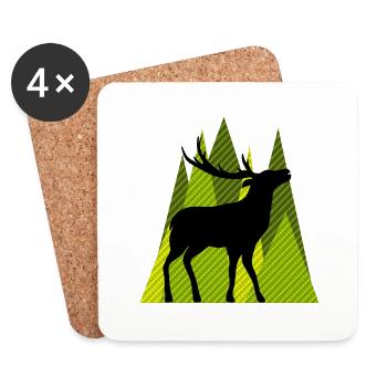 Cerf - Dessous de verre (lot de 4) - blanc - Devant
